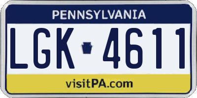 PA license plate LGK4611