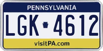 PA license plate LGK4612