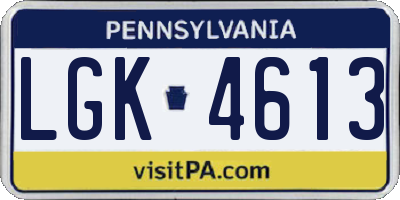 PA license plate LGK4613