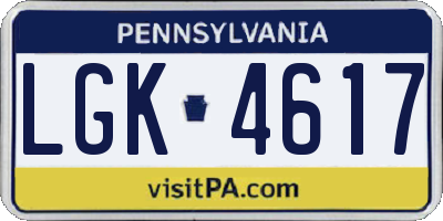 PA license plate LGK4617