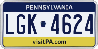 PA license plate LGK4624