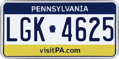 PA license plate LGK4625