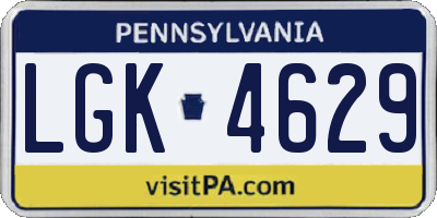 PA license plate LGK4629