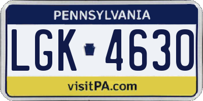 PA license plate LGK4630