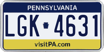 PA license plate LGK4631