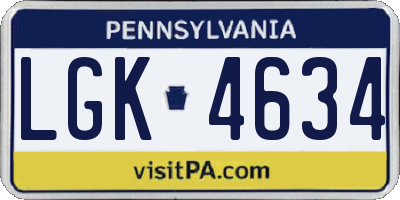 PA license plate LGK4634