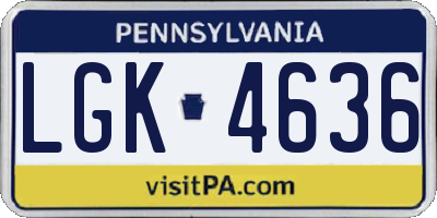 PA license plate LGK4636