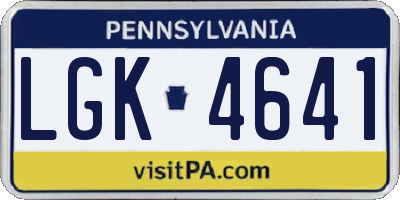 PA license plate LGK4641