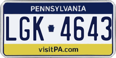 PA license plate LGK4643