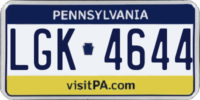 PA license plate LGK4644