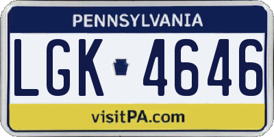 PA license plate LGK4646
