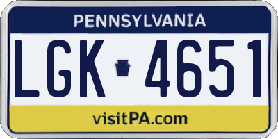 PA license plate LGK4651