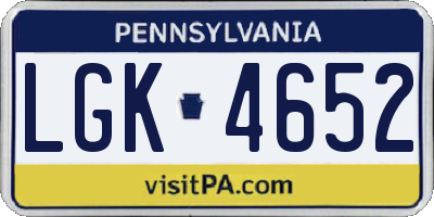 PA license plate LGK4652