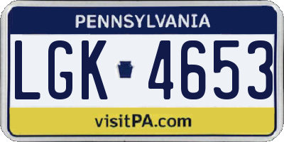 PA license plate LGK4653