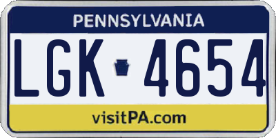 PA license plate LGK4654