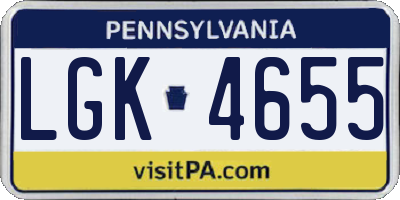 PA license plate LGK4655