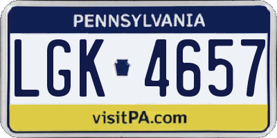 PA license plate LGK4657