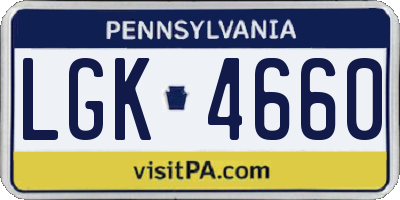 PA license plate LGK4660