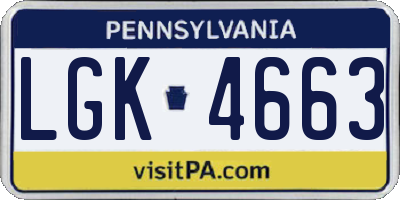 PA license plate LGK4663