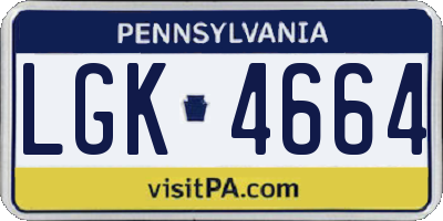 PA license plate LGK4664