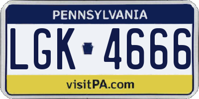 PA license plate LGK4666