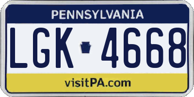PA license plate LGK4668