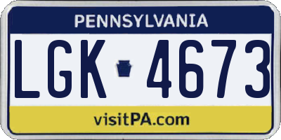 PA license plate LGK4673