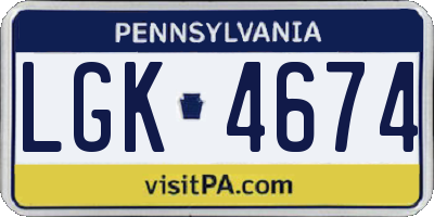 PA license plate LGK4674