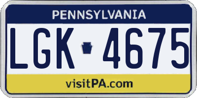 PA license plate LGK4675