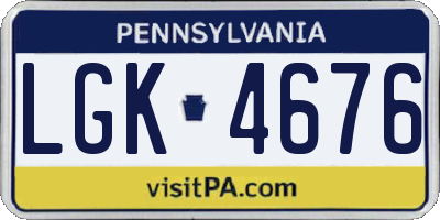 PA license plate LGK4676