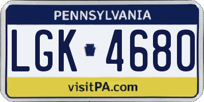 PA license plate LGK4680