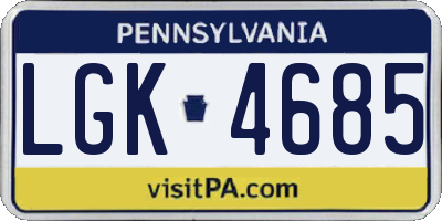 PA license plate LGK4685