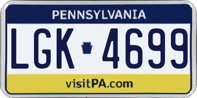 PA license plate LGK4699