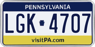 PA license plate LGK4707