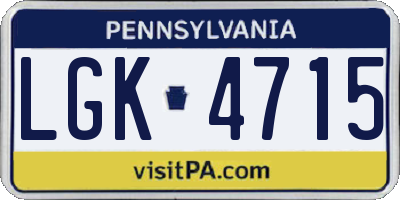 PA license plate LGK4715