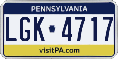 PA license plate LGK4717