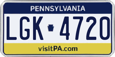 PA license plate LGK4720