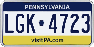 PA license plate LGK4723