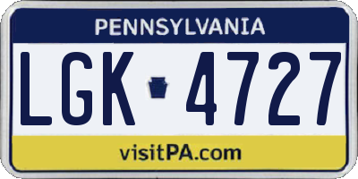 PA license plate LGK4727
