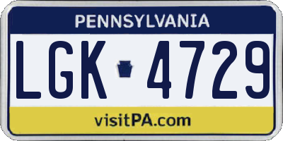 PA license plate LGK4729