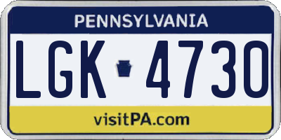 PA license plate LGK4730