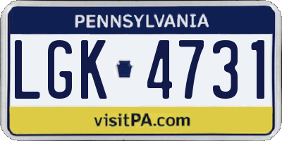 PA license plate LGK4731