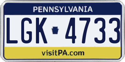 PA license plate LGK4733