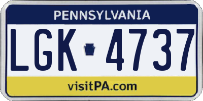 PA license plate LGK4737