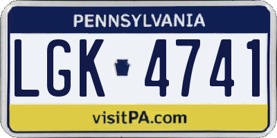 PA license plate LGK4741