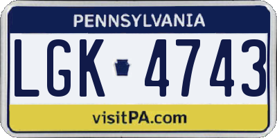 PA license plate LGK4743