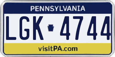 PA license plate LGK4744