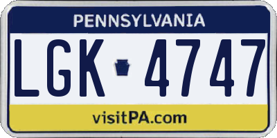 PA license plate LGK4747