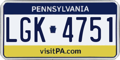 PA license plate LGK4751
