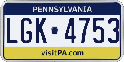 PA license plate LGK4753